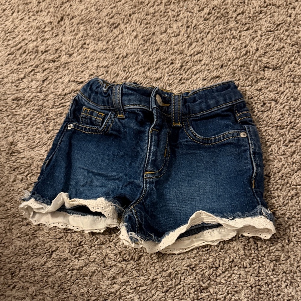 Cat & Jack Navy Denim Kids Shorts with Lace Hem